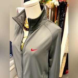 NIKE THE ATHLETIC DEPT Swoosh Logo Full Zip Track Jacket Gray Size Medium